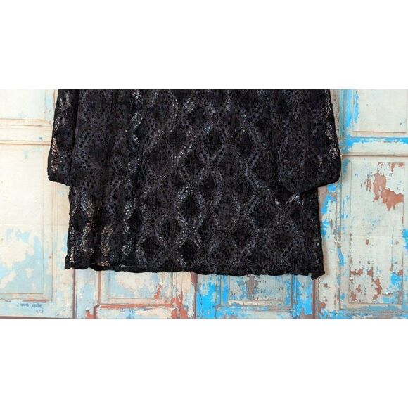 Mododoc Womens Size Medium Black Polyester Velvet Diamond Pullover Sweater - Picture 4 of 7